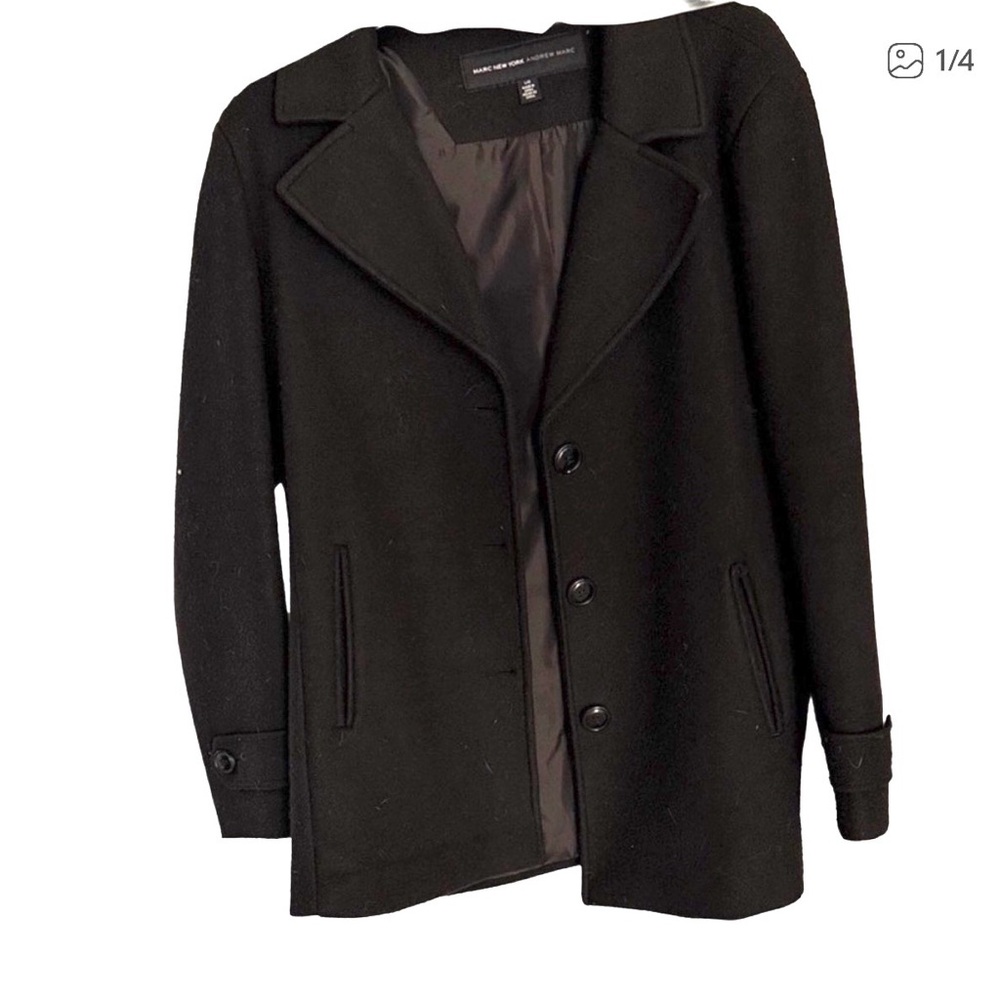 Black Wool Pea Coat by Marc New York Women's Size Large - Picture 2 of 5